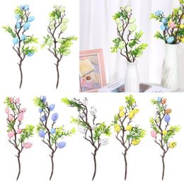 Decorative Flowers Supplies Wedding Favors Colorful DIY Painting Home Easter Decoration Egg Tree Branch Fake Plant Foam Flower