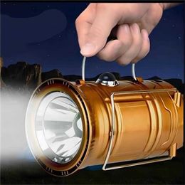Outdoor Collapsible Solar Powered Camping Rechargeable Lantern Light LED Hand Lamp Portable Lanterns Telescopic