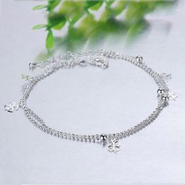 Anklets Simple Design Two Round Charm 925 Sterling Silver Anklet For Women Foot Chain Ankle Bracelets Jewelry