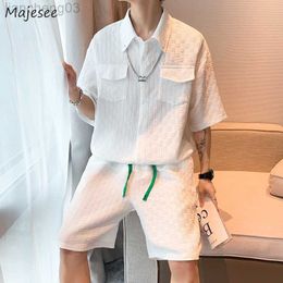 Men's Tracksuits Sets Men Casual Design Shirts Shorts All-match Japanese Ulzzang Stylish Teens Dynamic Fashion Clothing Handsome Streetwear Cosy W0328