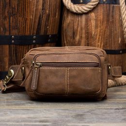 Waist Bags Men's Chest Bag Genuine Leather Heuptas Travel Wallet Passport Cover Cowhide Large Messenger Multi-function Pack
