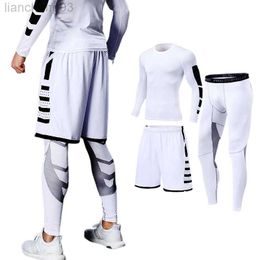 Men's Tracksuits Men's Running Tracksuit Training Fitness Sportswear Set Compression Leggings Sport Clothes Gym Tight Sweatpants Rash Guard Lycra W0328