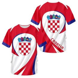 Men's T-Shirts 2023 Croatia Flag Shirt Men Summer Croatia Emblem Printing Fashion Design Funny Soccer O Ncek Hrvatska Tshirt Wholesale Z0328