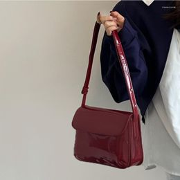 Evening Bags Patent Leather Small Square Shoulder For Women Vintage Clutch Purse Ladies Underarm Bag Fashion Female Solid Color Handbags