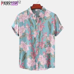 Men's Casual Shirts Floral Hawaiian Shirt for Men Short Sleeve Beach Printed Summer Button Down Aloha Shirt Male Plus Size Casual Holiday Clothing W0328