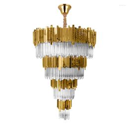 Chandeliers LED Modern Round Gold Silver Crystal 4 Tier Designer Chandelier Lighting Lustre Suspension Luminaire Lampen For Dinning Room