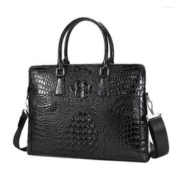 Briefcases 2023 Luxury Alligator Crocodile Skin Genuine Leather Business Men's Briefcase Shoulder Bag Men Messenger Laptop Computer