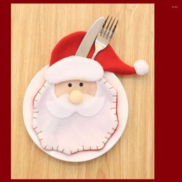 Christmas Decorations Decorative Tableware Knife Fork Set Hat Storage Dinner Decor Reusable Tool Home C30726