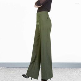 Women's Jeans High Waist Suit Pants Women Solid Color Warm Full Length Trousers Office Casual Straight Wide Leg T658