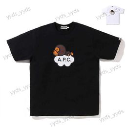 Men's T-Shirts 2023 New Short Sleeve T-shirt APE Letter Cartoon Little Ape Lover Loose Round Neck T-shirt Men's Wear T230328