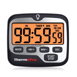 キッチンタイマーThermopro TM01デジタルクッキングキッチンタイマー大きなバックライトディスプレイカウントアップカウントダウンと時計機能230328
