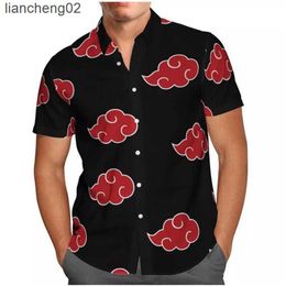 Men's Casual Shirts Akatsuki 3D Print Anime Shirt Beach Hawaiian Shirt Summer Short Sleeve Shirt Streetwear Oversized Chemise Homme Camisa Masculina W0328