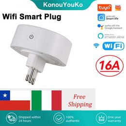 Sockets 16A Chile Italy Wifi Smart Plug Tuya Smart Home Wireless Socket Outlet Timer Home Appliance Voice Control for Alexa Google Z0327