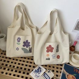 Evening Bags Large Capacity Foldable Shoulder Shopping Floral Printing Casual Canvas Tote Bag For Women Reusable Handbag