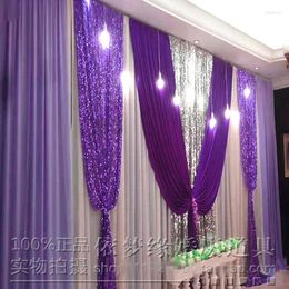 Party Decoration Romantic Wedding Backdrop Ice Silk Curtain Sequins Swag Backdround Drape 3X6M(10ft 20ft)