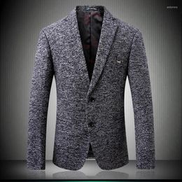 Men's Suits Men Grey Blazer For 2023 Two Buttons Party Costume Famouse Designer Wedding Blazers Groom Casual Woollen Outerwear S-4XL 6201