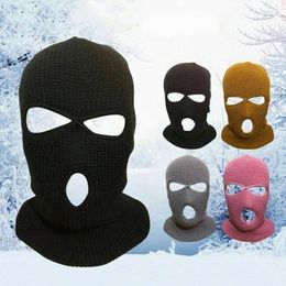 Beanies Beanie/Skull Caps Three 3 Hole Full Face Cover Mask Balaclava Knit Hat Army Tactical CS Winter Ski Cycling Beanie Scarf Warm Davi22