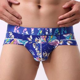 Underpants Men Underwear Briefs Shorts Mesh Print Male Nylon Soft Sexy Breathable Calzoncillos
