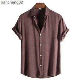 Men's Casual Shirts Top Selling Product In 2021 Summer New Men's Fashion Trend Casual Solid Colour Lapel Short-sleeved Shirt Camisas Para Hombre W0328