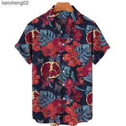 Men's Casual Shirts 2022 Hawaiian shirt 3D printing men and women shirt fruit pattern short sleeve unisex loose holiday fashion casual top beach W0328