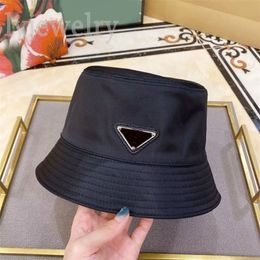 Designer bucket hat luxury hats for women fashionable triangle classic casquette with large brim simply ladies letter white nylon mens caps casual PJ006 C23