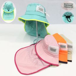 Caps Hats Summer Kids Sun Hat Baby Sun Hat for Girls and Boys Outdoor Anti UV Kids Beach Caps Bucket Cap with Shawl 230328