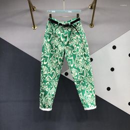 Women's Jeans Womens High Waisted Harem Ladies Boyfriend Denims Printing Green Women Denim Pants