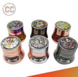 Smoking Pipes 4 layer 76MM zinc alloy with lighted rotating lid drawer vase shaped grinder cigarette grinder