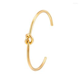 Bangle 2023 Design Gold Colour Metal Copper Plated Knot Twisted Bracelet For Women Party Wedding Vacation Jewellery Gift