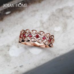 925 Sterling Silver Ring Joinsomering Band, Suitable for European and American Princess Engagement Rings, Pink Ruby Gold Z0327