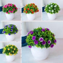 Decorative Flowers 5 Colors Artificial Plants Potted Bonsai Small Flower Tree Fake Ornaments For Party Home Garden Decoration