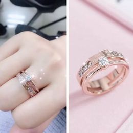 Original Logo engrave designer diamond k Ring Extravagant 18K pink Rose gold 316L Stainless Steel letter Rings Women men wedding Jewellery Lady Party Gifts 6 7 8 9