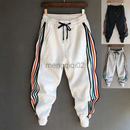 Men's Pants Homme Fashion Hip Hop Streetwear Men Striped Patchwork Harem Korean Loose Fit Cuffed Jogger Sweatpants Trousers For Male Y23