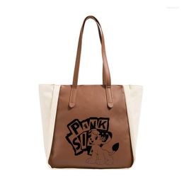 Evening Bags 2023 Women Leather Handbags Printed Letters Travel Patchwork Shoulder Shopping Totes Drop
