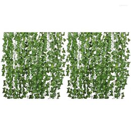 Decorative Flowers 24Pcs Artificial Ivy Vine Hanging Garland False Leaf Family Garden Wedding Wall Decoration 84 Feet Green