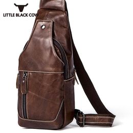 Waist Bags Fashion Mens Motor Biker Leather Chest Pack Small Bag Casual High Street Crossbody Mobile Phone Purse Packing Pouch