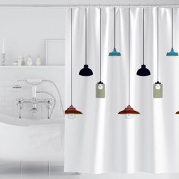 Modern White Geometry Shower Curtains Fabric Waterproof Polyester Bathroom Accessories Home Decor Bath Curtain with Hooks