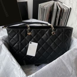 12A All-New Mirror Quality Designer Large Shopping Tote Bag 37cm Womens Real Leather Quilted Purse Luxurys Handbags Black Purse Shoulder Double Strap Bag & Small Pouch