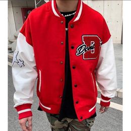 Mens Jackets American letter towel embroidered jacket coat mens Y2K street hiphop retro baseball uniform couple casual allmatch top 230327