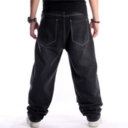 Mens Jeans Men Baggy Hiphop Skateboard Loose Denim Street Dance Hip Hop Rap Male Black Trouses Oversized Size 3046 230327