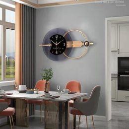 Wall Clocks Large Clock Modern Minimalist Metal Glass Silent Single Side Geometry Hanging Watch Living Room Home Decoration