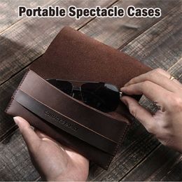 Sunglasses Cases Bags Portable Eyeglasses Case Handmade Cow Leather Eye Glasses Bag for Sunglasses Protector Case Protable Soft Eyeglass Storage Pouch J230328