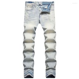 Men's Jeans 2023 Mens High Quality Light Blue Straight Slim Plus Size 42 44 Pantalones Designer For Men Casual Denim Pants