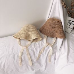 Caps Hats Summer Baby Straw Hats Boys And Girls Lace Crochet Children Handmade Foldable Sun Cap Lace Beach Sun Outdoor Hat 230328