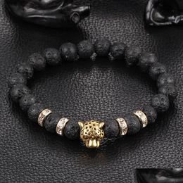 Beaded New Antique Gold Color Sier Leopard Head Bracelet Charm Yoga Bracelets For Men Beads Fashion Jewelry Drop Delivery 202 Dhokl