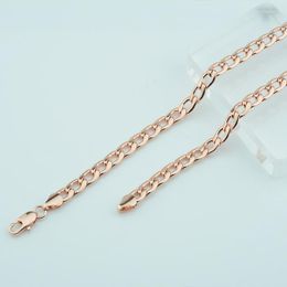 Chains 1pcs 6mm Fashion Neutral Rose Gold Colour Necklace Curb 24inch