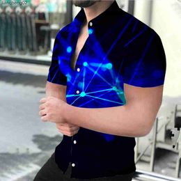 Men's Casual Shirts Summer Fashion Men's Social shirts Turn-down Collar Buttoned Shirt Casual Starry Sky Print Short Sleeve Tops Mens Clothing S-4XL W0328