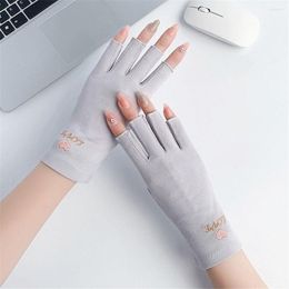 Knee Pads Fashion Solid Colour Summer Driving Short Mittens Half Finger Gloves Sunscreen Fingerless