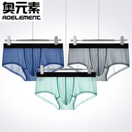 Underpants Mens Underwear Ice Silk Panties Boxer Briefs Traceless Ultra Thin Undies U Pouch Calsoncillos Para Bikini Hombre