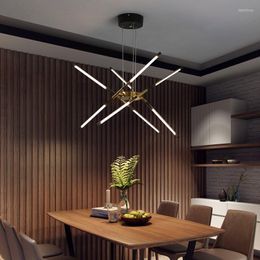 Chandeliers Nordic Screw Propeller Led For Living Dining Room Pendant Lights Iron Art Light Stick Home Decor LOFT Hanging Lamps